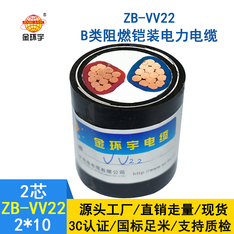 金環(huán)宇b類阻燃鎧裝電纜vv22電力電纜ZB-VV22-2*10