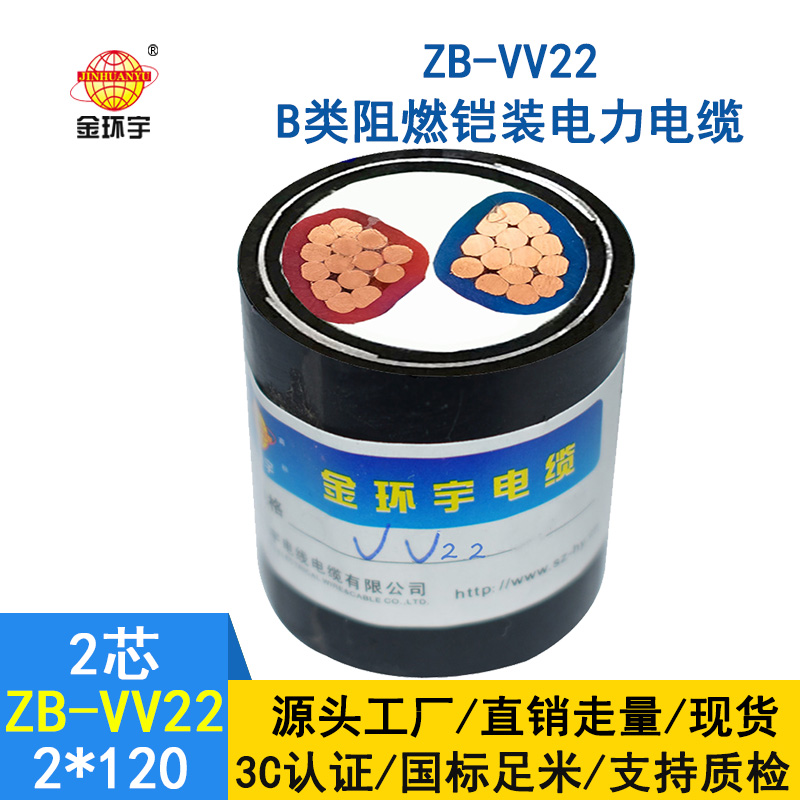 金環(huán)宇阻燃電纜ZB-VV22-2*120平方  vv22鎧裝電力電纜