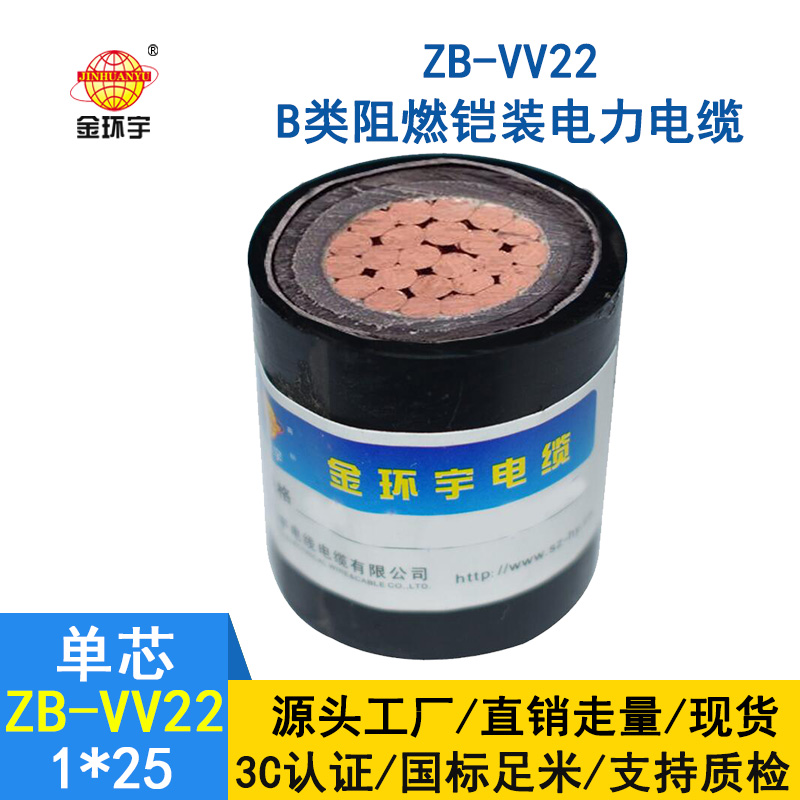 金環(huán)宇電纜 vv22電力電纜 ZB-VV22-25平方 b類阻燃鎧