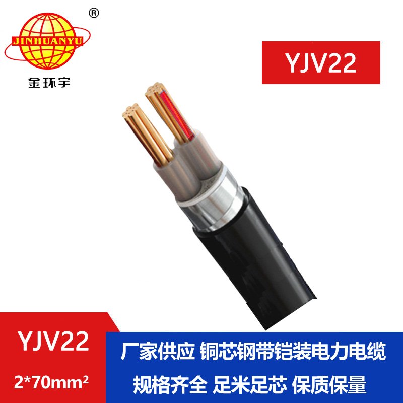 金環(huán)宇電線電纜 銅芯電纜YJV22 2X70平方 2芯鋼帶鎧